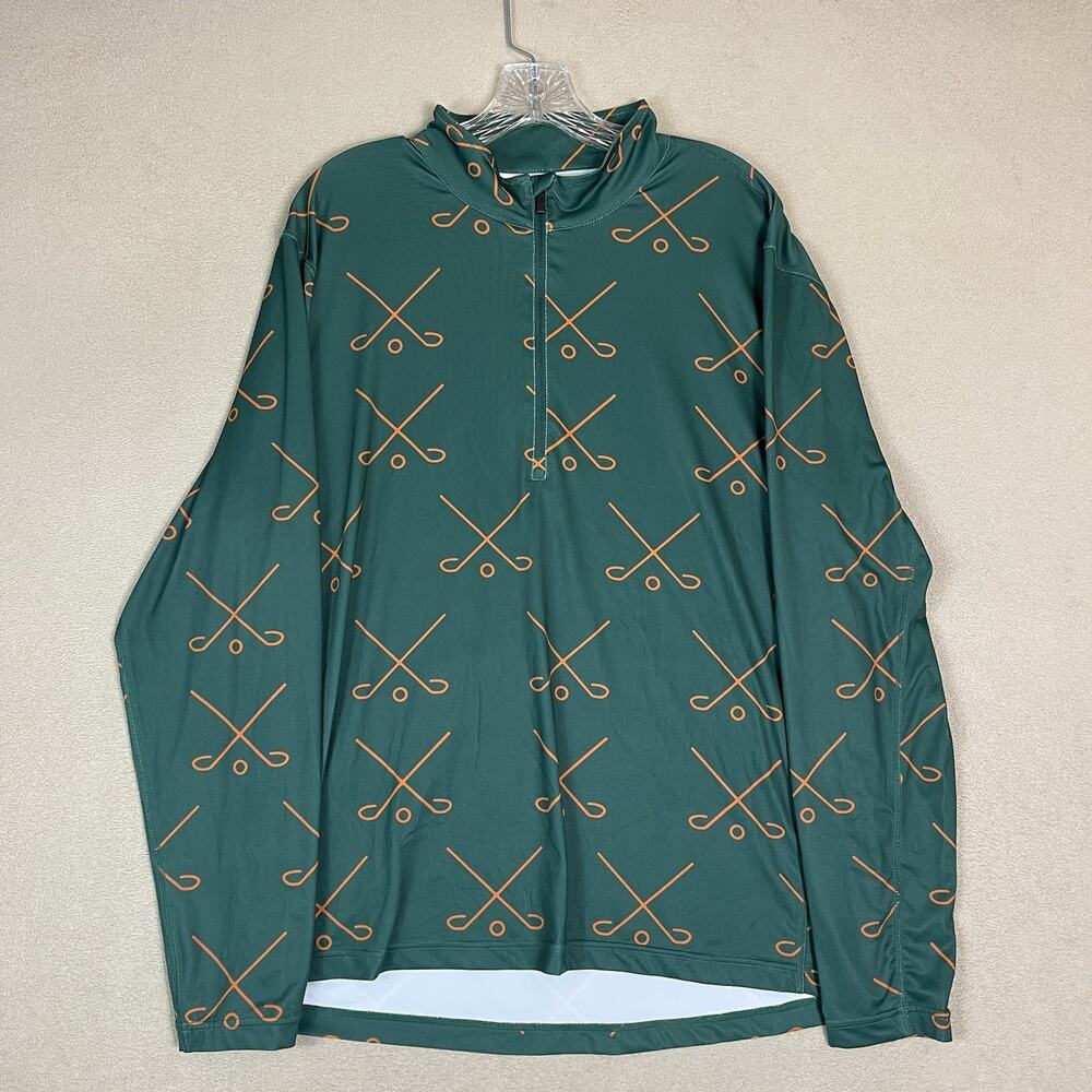 Sosik Pullover Mens L Green‎ Golf 1/4 Zip Performance Mock Neck Stretch